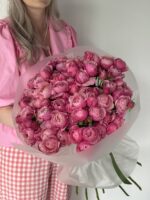 Монобукет из кустовой пионовидной розы Силва Пинк 25 шт — изображение 3