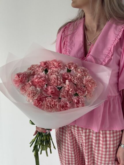 Монобукет из розовых гвоздик (25шт.)