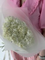 Монобукет из белых гвоздик (15шт.) — изображение 3