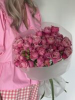 Монобукет из кустовой пионовидной розы Силва Пинк 9 шт — изображение 2