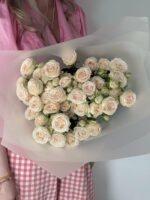 Монобукет из кустовой кремовой розы 9 шт — изображение 3