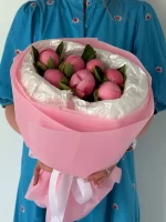Монобукет из пионов сорта Сальмон — изображение 2