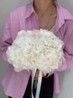 Романтический букет из белых гортензий, свадебный цветочный подарок, оригинальный подарок на праздник.