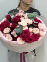 Монобукет микс кустовой розы — изображение 3